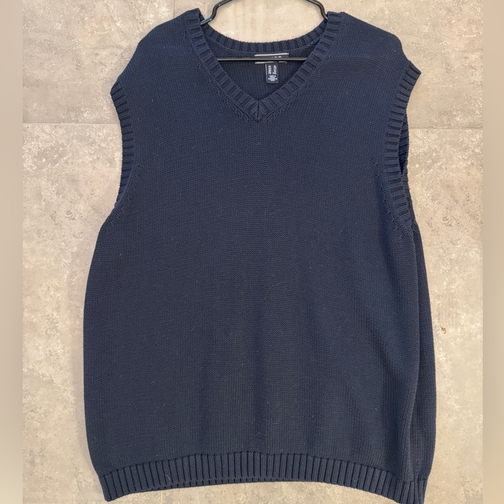 Men’s Lands' End Blue V-Neck Sweater | XL